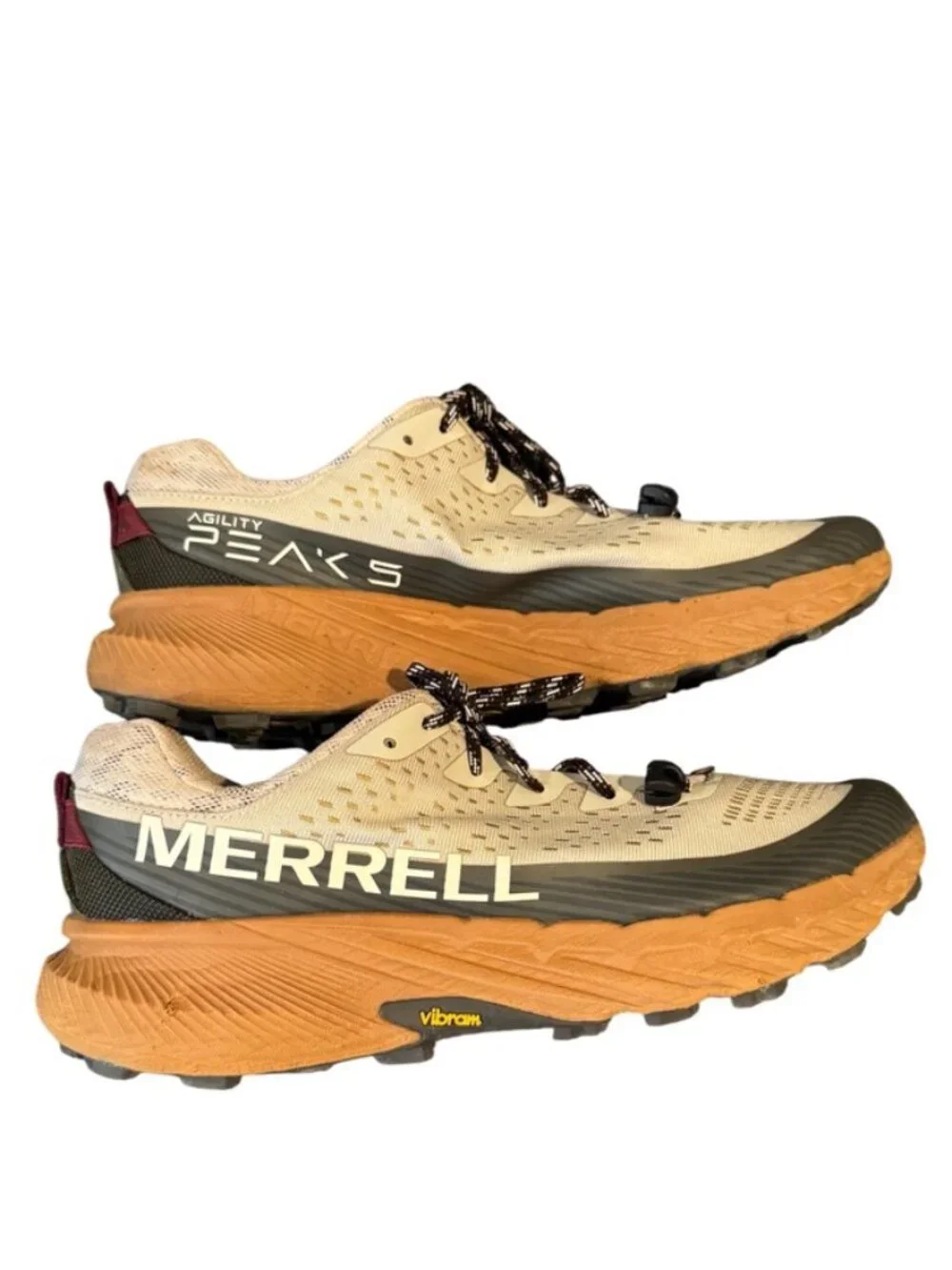 Merrell Agility Peak 5 Trail Shoes Men’s 12 Oyster Olive Vibram Megagrip EUC